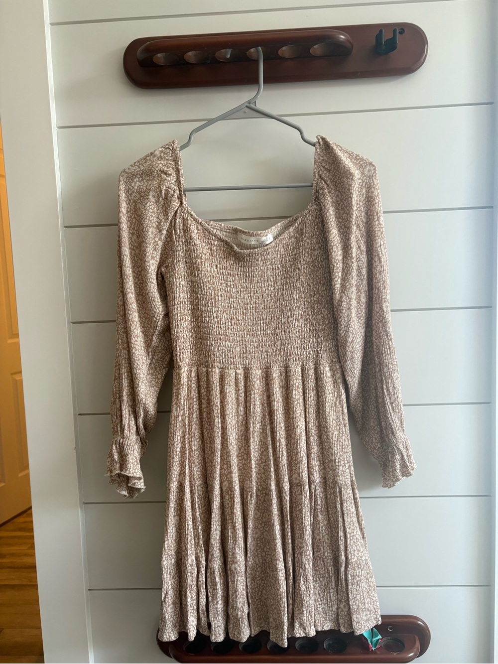 Altar'd State Beige Floral Smocked Mini Dress
